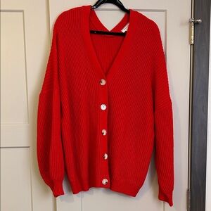 ANDREE BY UNIT Vibrant Red Cardigan